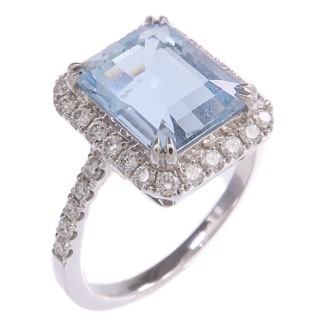 Aquamarine and Diamond Ring in 18K White Gold Size US 6 (1 of 8)