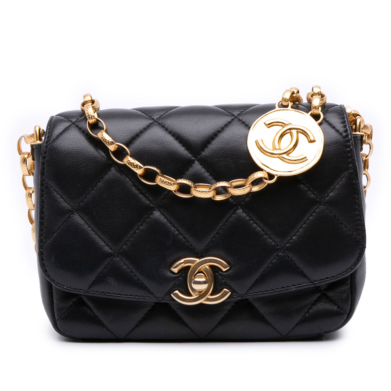 Chanel Black Small Quilted Lambskin CC Coin Flap Bag (1 of 13)