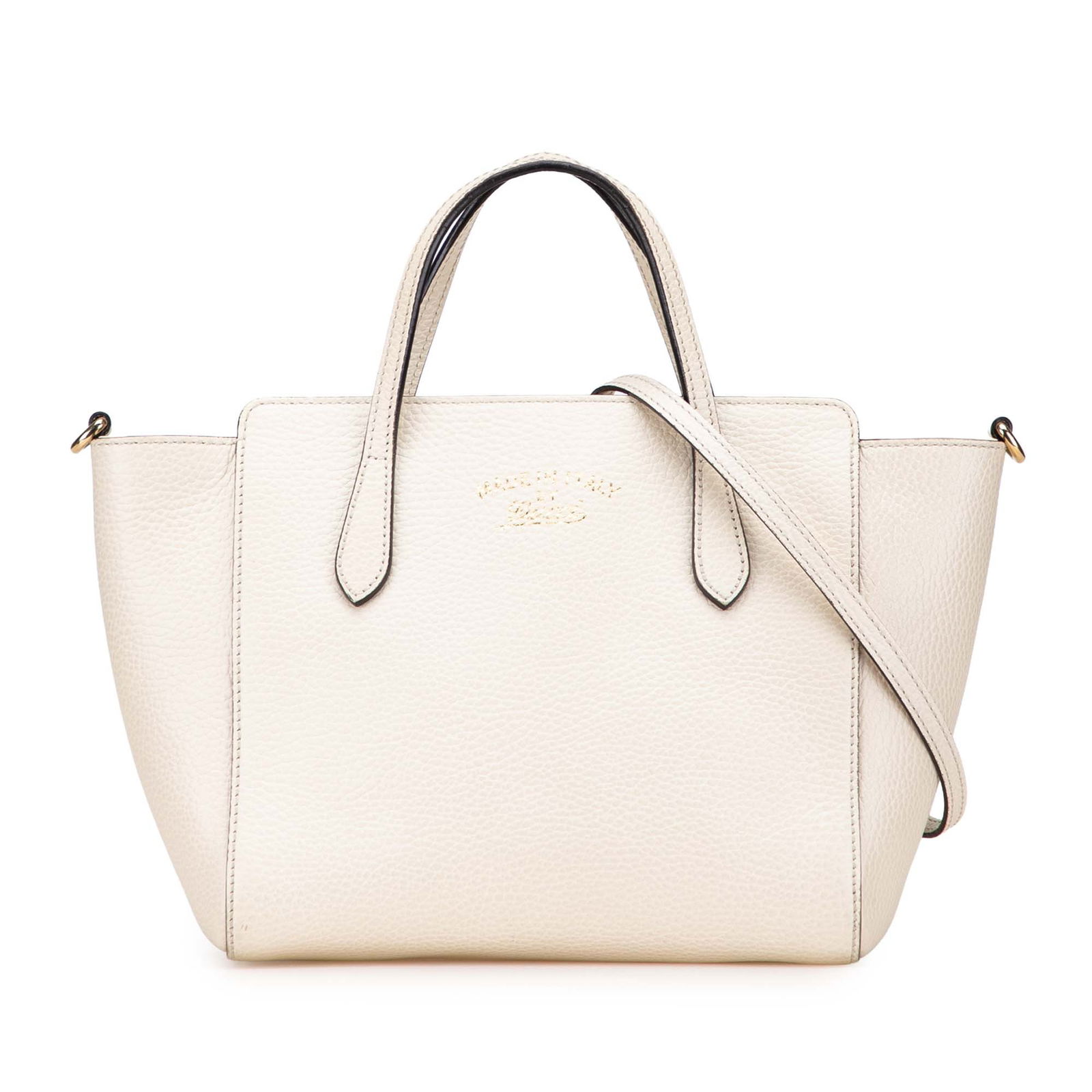 Gucci Mini Leather Swing Satchel White Italy Authentic: Gucci Mini Leather Swing Satchel White Italy Authentic This Gucci Mini Leather Swing Satchel combines style and functionality with its sleek leather construction. It features flat leather handles and