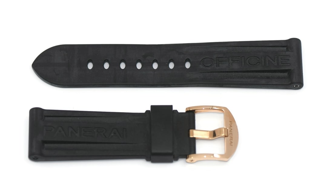 Panerai 18K Rose Gold 24mm Authentic Buckle: Panerai 18K Rose Gold 24mm Authentic Buckle Enhance your wristwatch with this exquisite Panerai 18K Rose Gold Buckle. Designed specifically for wristwatch bands, this buckle features a stunning rose g