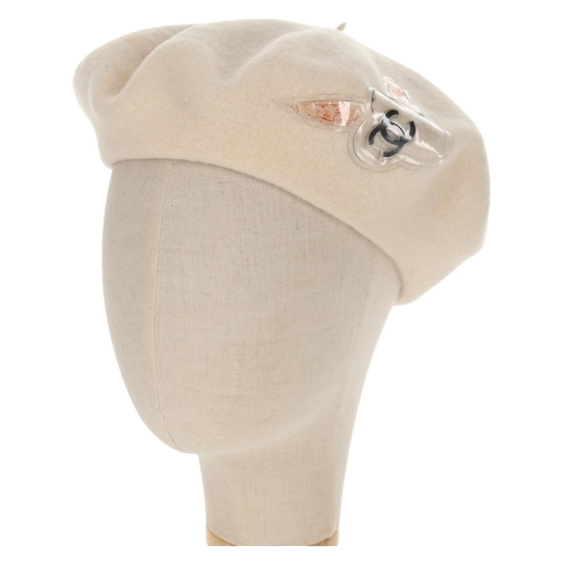 CHANEL Camellia Wool Beret Cap Cream Authentic France (1 of 11)