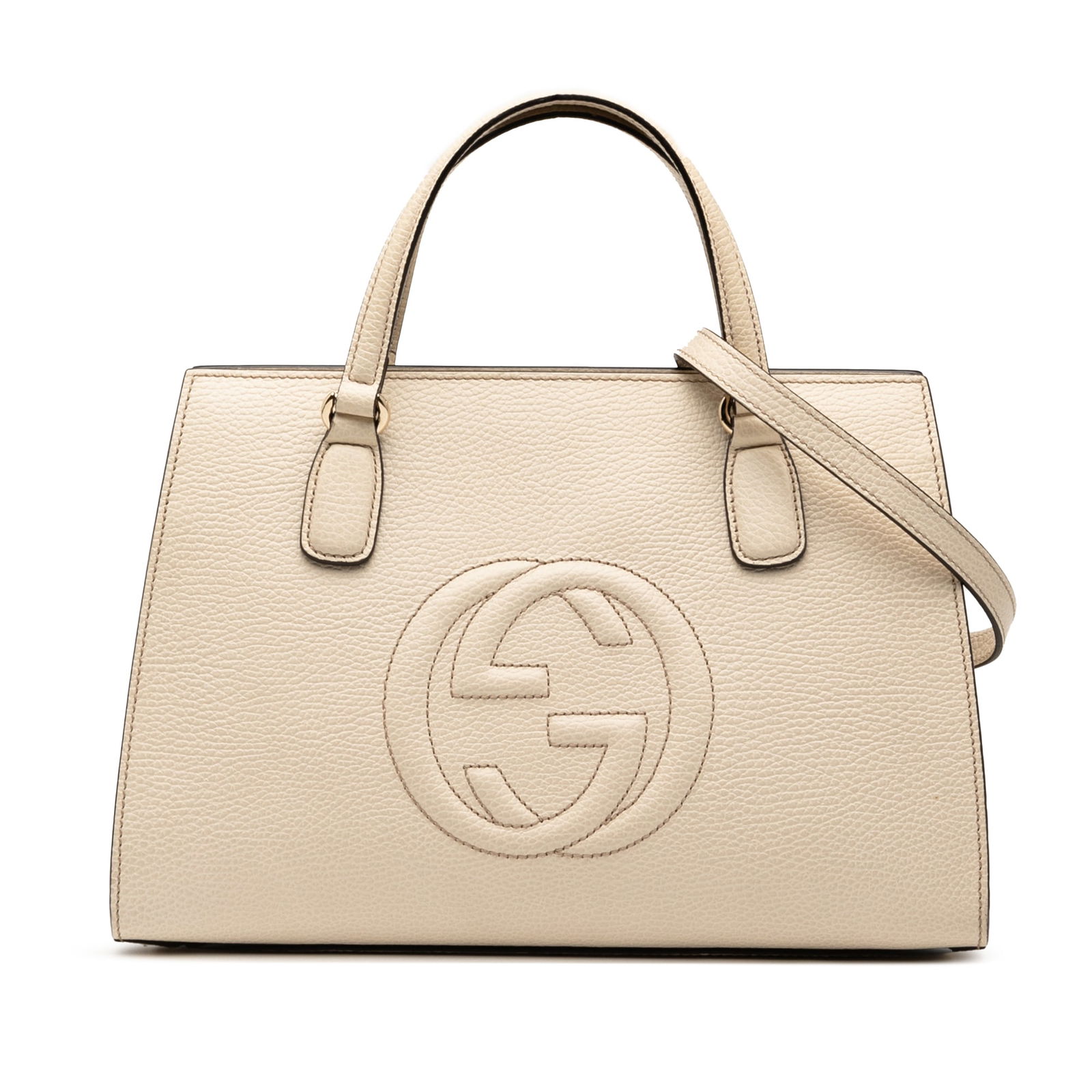 Gucci Medium Leather Soho Satchel White Italy With Dust Bag: Gucci Medium Leather Soho Satchel White Italy With Dust Bag The Gucci Medium Leather Soho Satchel is a stylish and functional accessory crafted from high-quality leather. Featuring a white leather bod