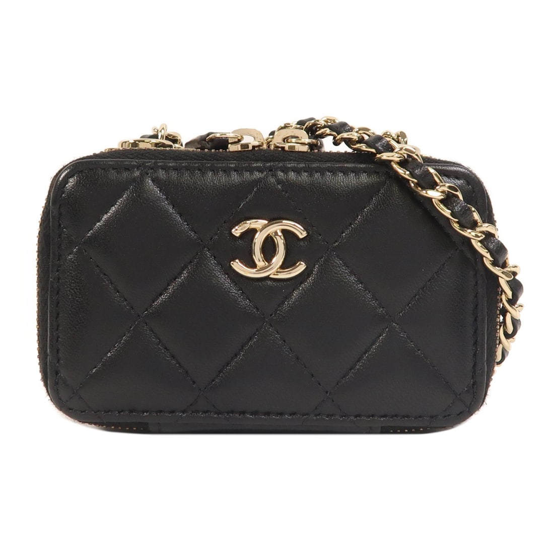 Black Lambskin CHANEL Shoulder Bag with CC Logo and Gold Hardware: Black Lambskin CHANEL Shoulder Bag with CC Logo and Gold Hardware This CHANEL shoulder bag features smooth black lambskin leather with the iconic CC design. Crafted in France, it is designed with a ch