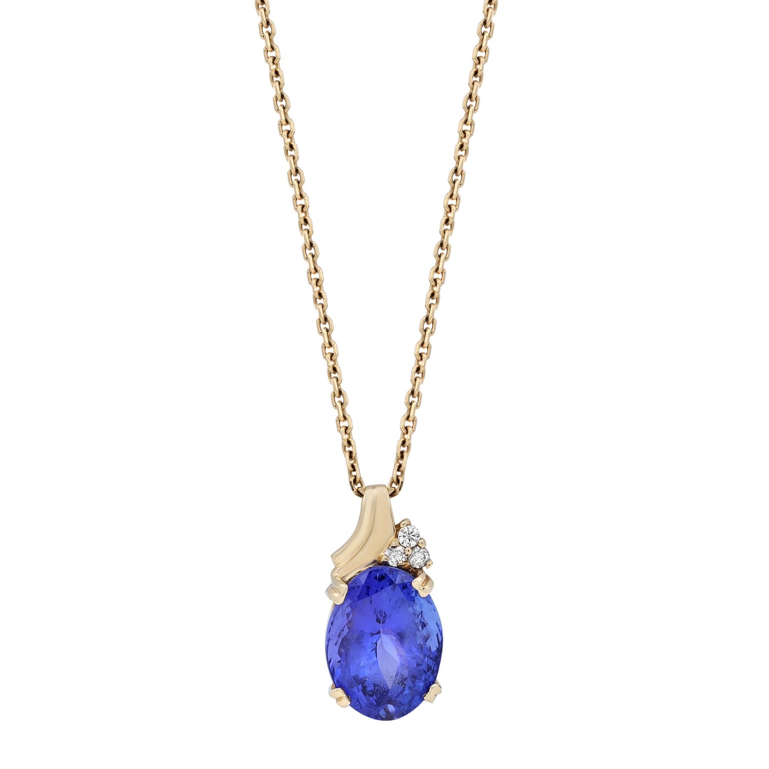 Rachel Koen 11.00ct Tanzanite Diamond Pendant Necklace 14K Yellow Gold (1 of 6)