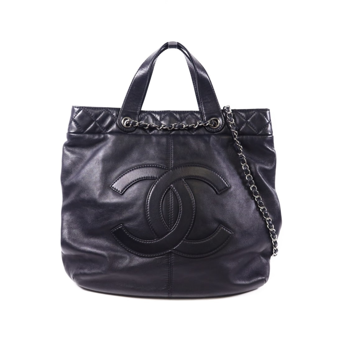 CHANEL 2 Way Shoulder Bag Lambskin Leather Black Made in France (1 of 18)