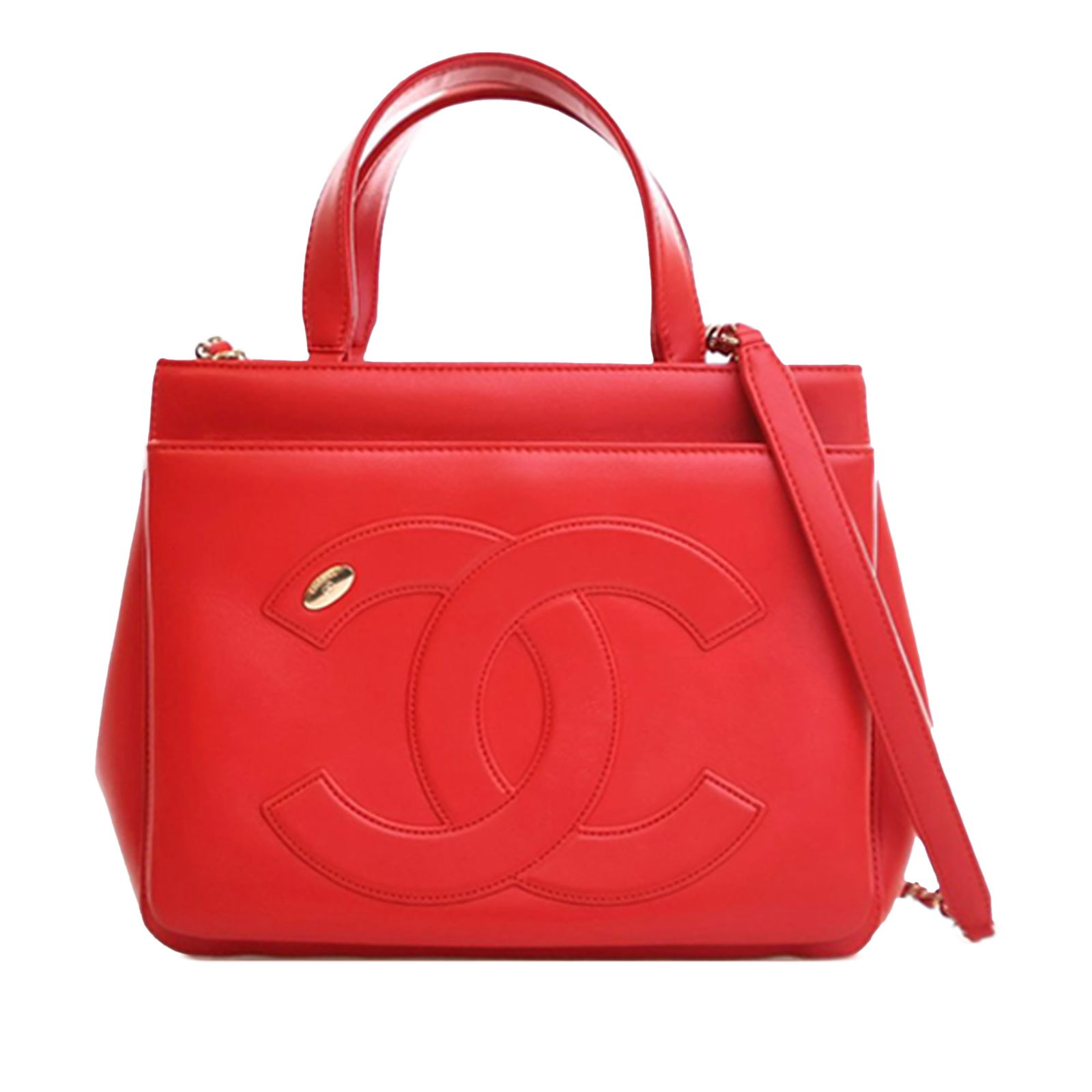 Chanel Small Red Lambskin CC Mania Tote with Dust Bag (1 of 15)