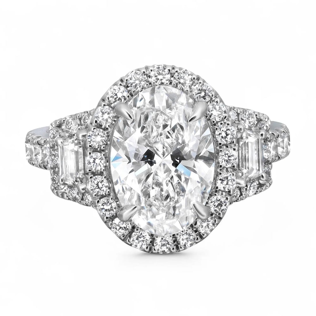 Rachel Koen 2.42ct Oval Lab Grown Diamond Engagement Ring 18K White Gold (1 of 5)
