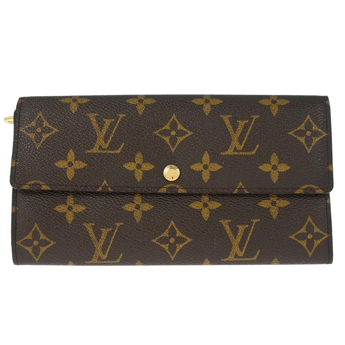 Monogram Canvas Sarah Folding Wallet by Louis Vuitton M61734 Brown: Monogram Canvas Sarah Folding Wallet by Louis Vuitton M61734 Brown This vintage Louis Vuitton Portefeuille Sarah wallet features the iconic monogram canvas in a classic brown color. Designed with a fo