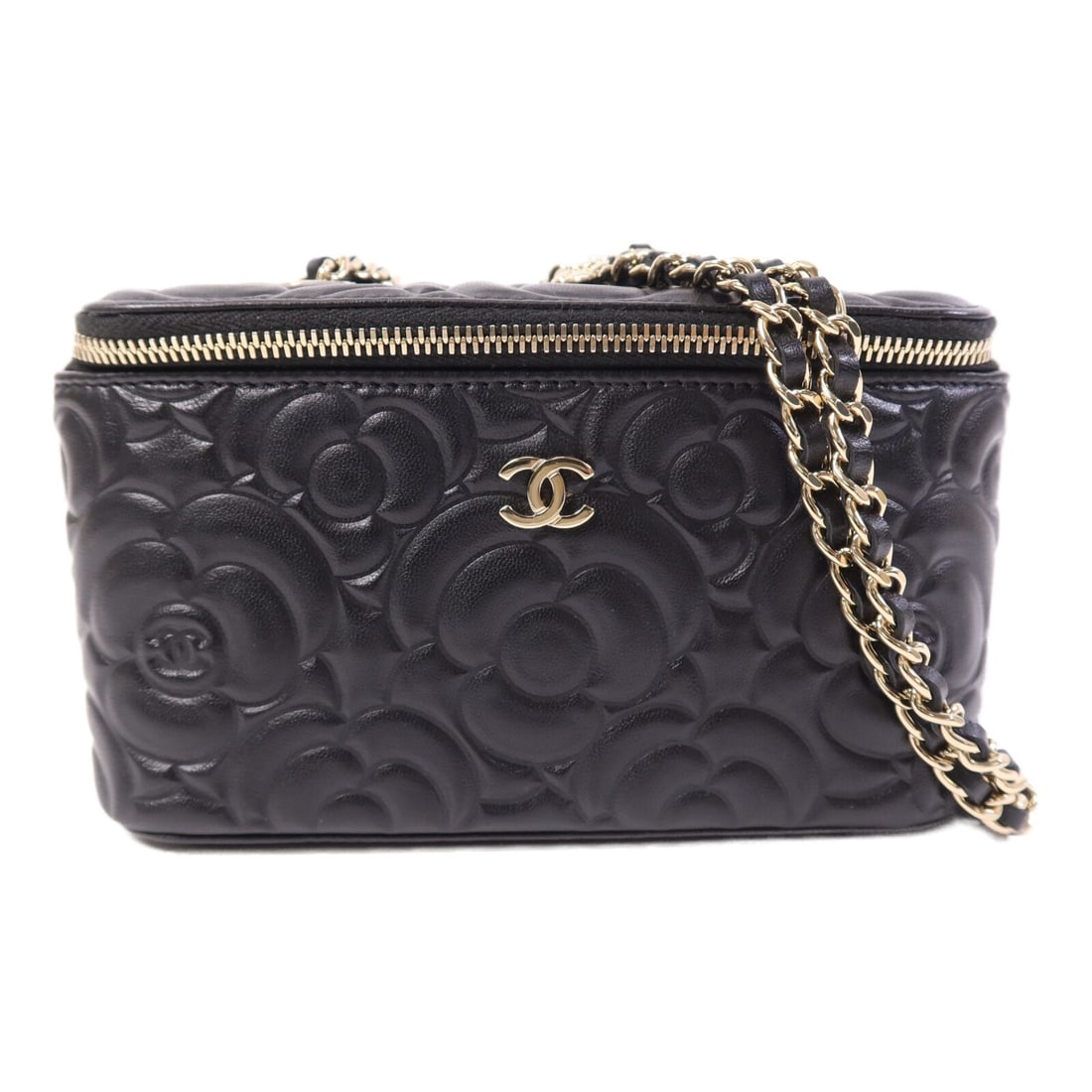 Calfskin Leather CHANEL Vanity Case Shoulder Bag with CC and Silver Hardware (1 of 17)