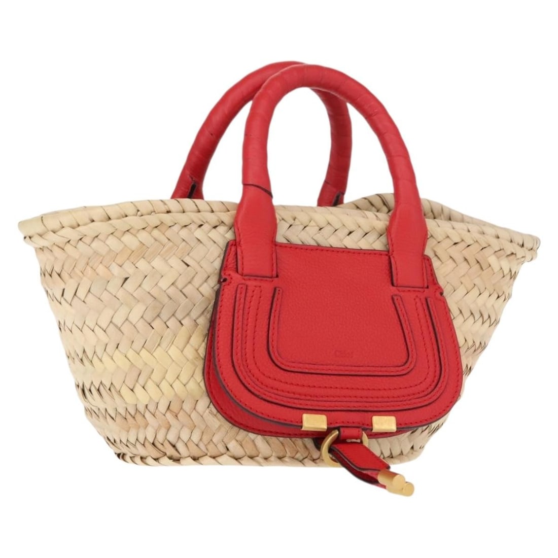 Chloe Marcie beige basket handbag with woven design (1 of 1)