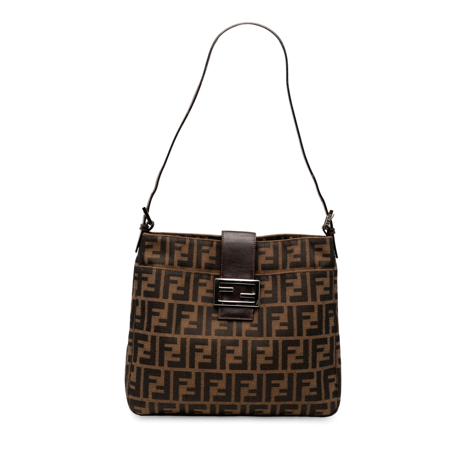 Fendi Zucca Canvas Shoulder Bag Brown Fabric Italy (1 of 7)
