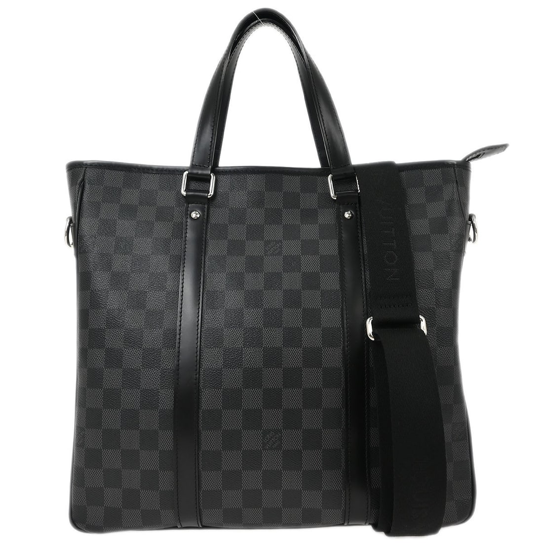 Tadao Black and Gray Tote Bag by Louis Vuitton: Tadao Black and Gray Tote Bag by Louis Vuitton This Louis Vuitton Tadao tote bag features a sleek black and gray design, crafted for a modern and versatile look. Designed for female use, the bag is in