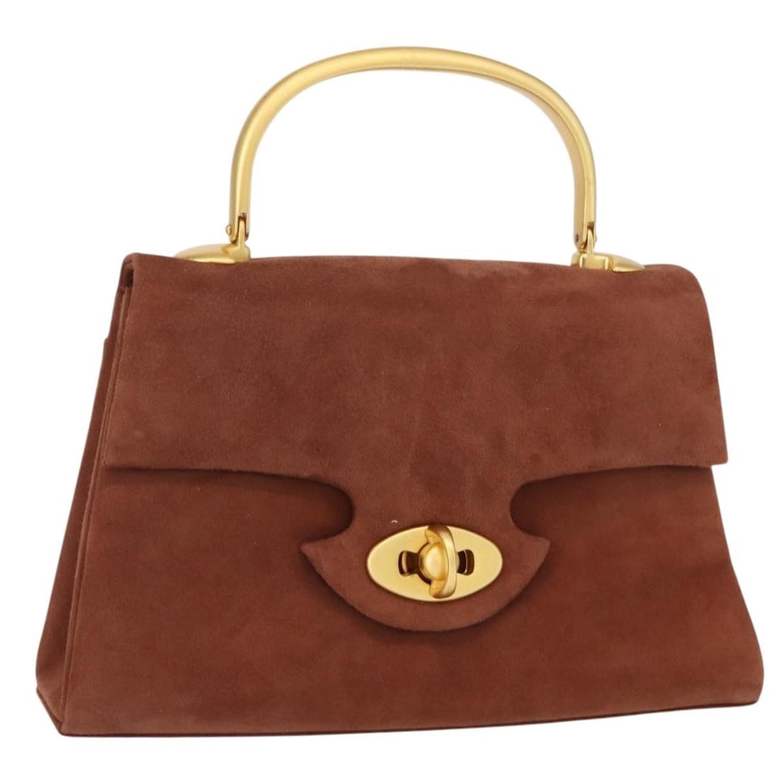 GIVENCHY Brown Suede Hand Bag with Gold Accents Authenticated: GIVENCHY Brown Suede Hand Bag with Gold Accents Authenticated This elegant GIVENCHY hand bag combines luxurious suede in a rich brown color with gold accents, creating a sophisticated accessory for an