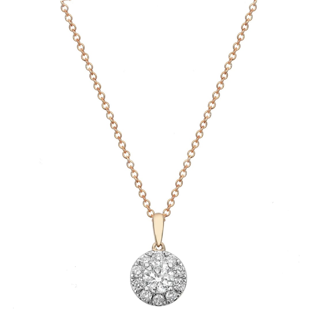 Rachel Koen 0.75CTW Diamond Halo Pendant Necklace 14K Yellow Gold (1 of 6)