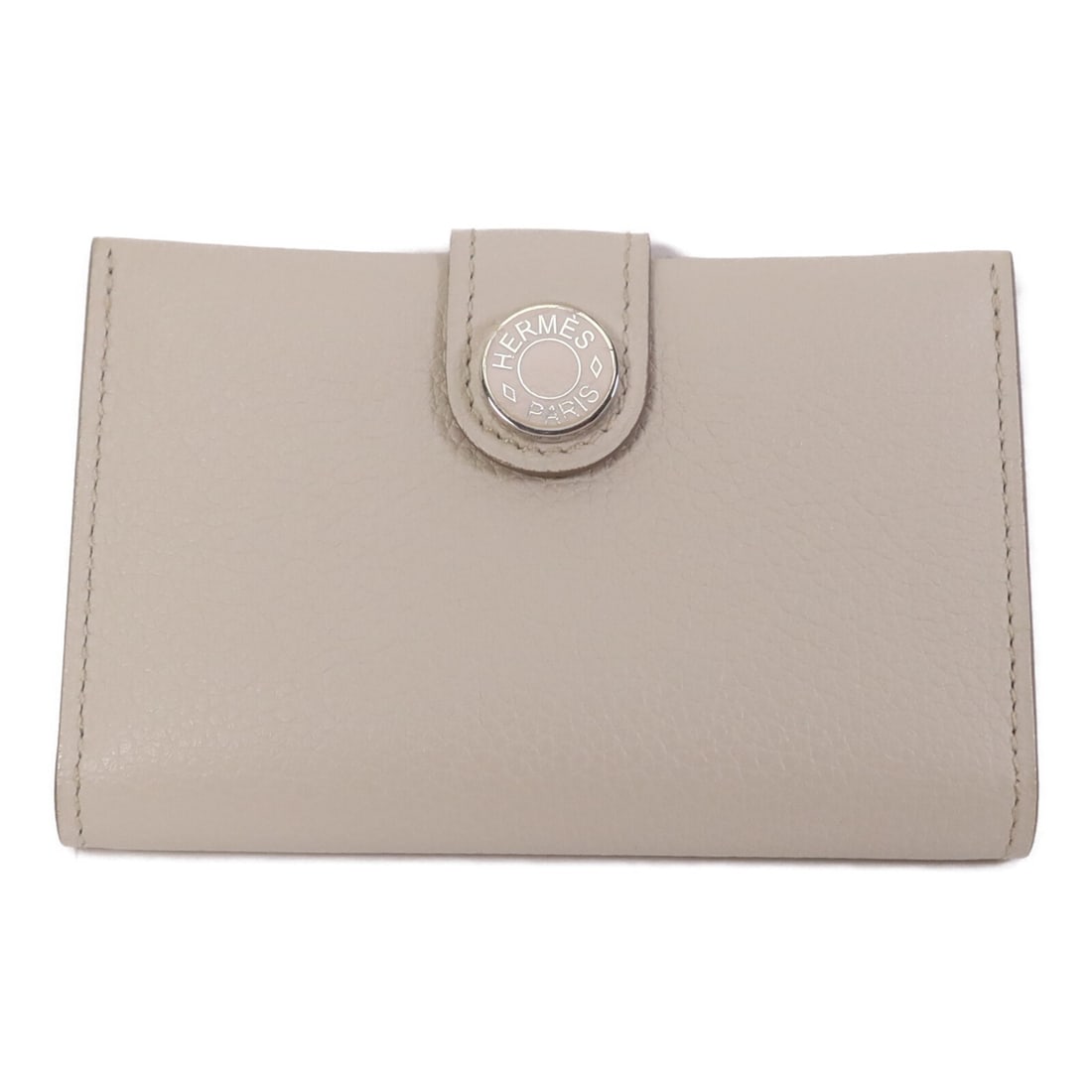 HERMES Evercolor Card Holder PHW Calfskin Beton (1 of 14)