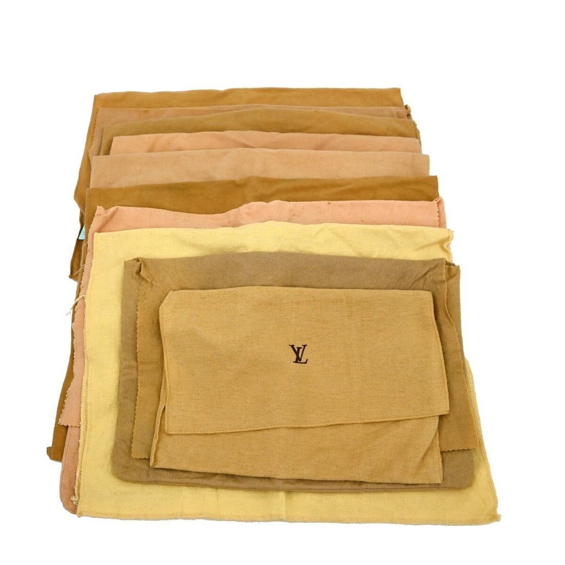 Authentic Louis Vuitton 10 Piece Dust Bag Set Brown Beige Cotton: Authentic Louis Vuitton 10 Piece Dust Bag Set Brown Beige Cotton This set of 10 authentic Louis Vuitton dust bags is perfect for protecting your treasured items. Made from 100% cotton, these dust bags