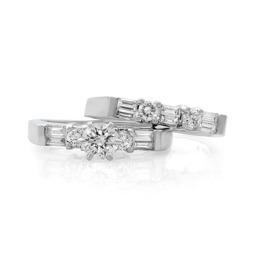 Rachel Koen 14K White Gold Diamond Engagement Ring Set 1.0ct SI1 H Color Size 7.25 (1 of 5)