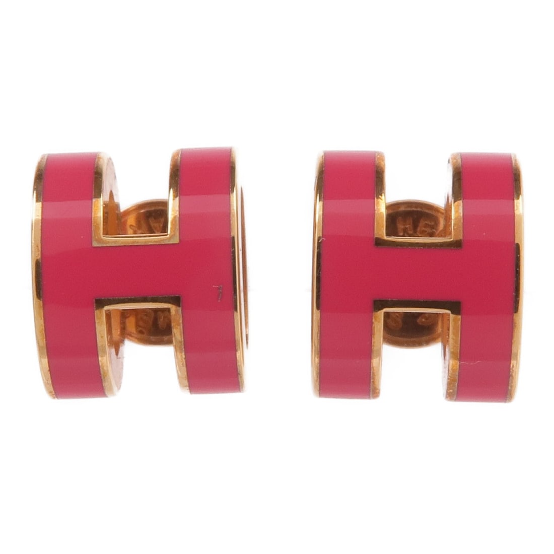 HERMES Mini Pop H Gold Pink Pierced Earrings Accessories (1 of 7)