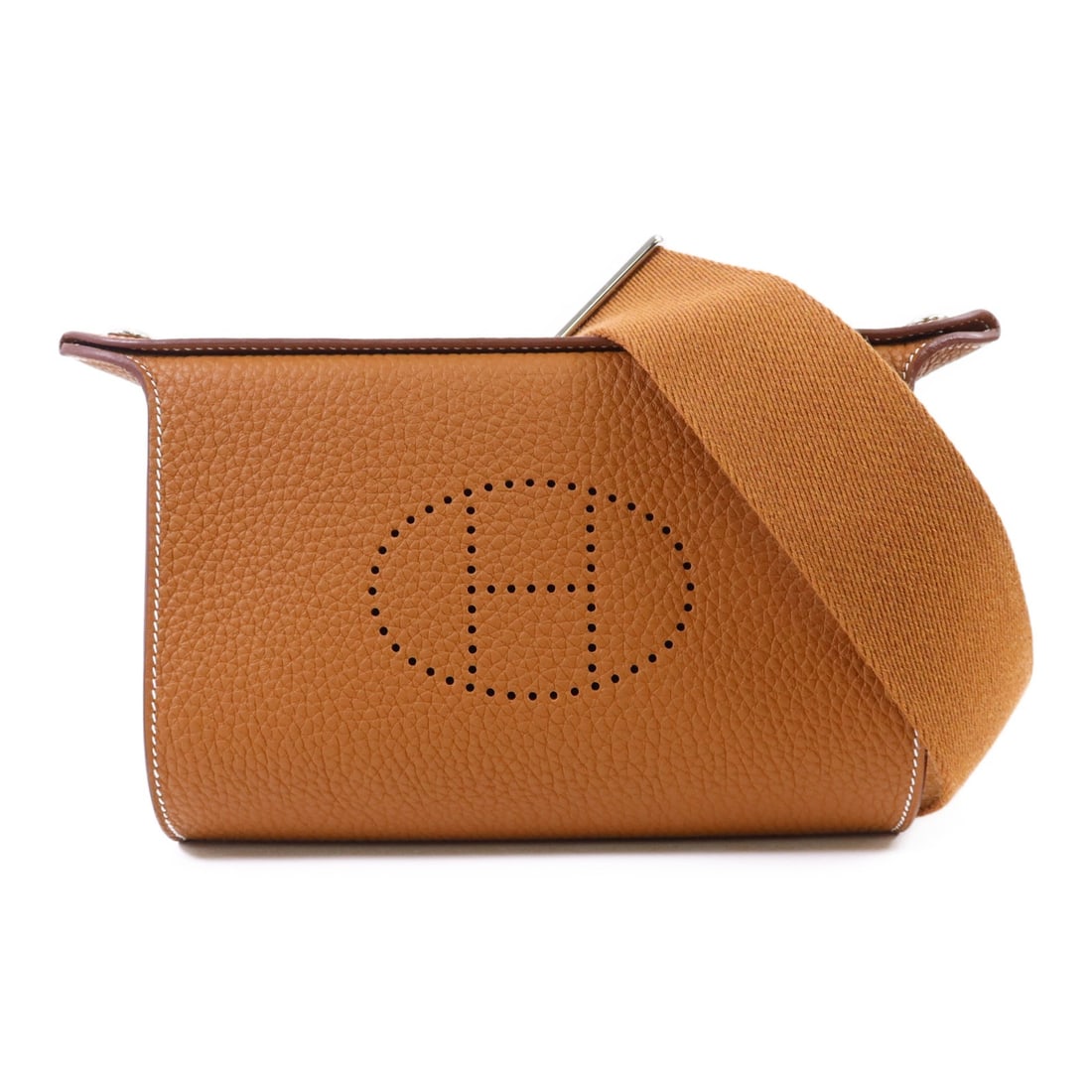 Clemence Leather Shoulder Bag by Hermes with Palladium Hardware: Clemence Leather Shoulder Bag by Hermes with Palladium Hardware This is a Hermes Videpoches shoulder bag crafted from Clemence leather in a brown color. The bag features palladium hardware and is size