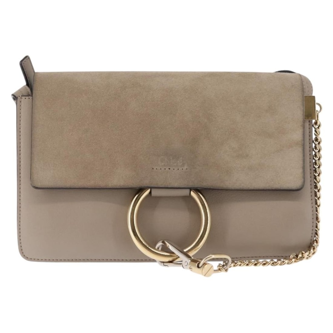 Beige Faye Shoulder Bag by Chloe: Beige Faye Shoulder Bag by Chloe This pre-owned Chloe Faye shoulder bag is designed for women and crafted from beige leather. It features a shoulder strap and metal fittings. The bag is in good condit