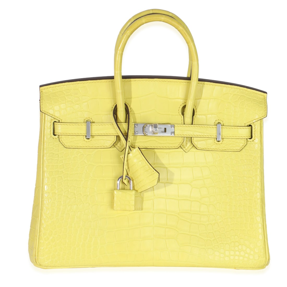 Hermes Birkin 25 Lime Alligator Matte Handbag with Silver Hardware (1 of 10)
