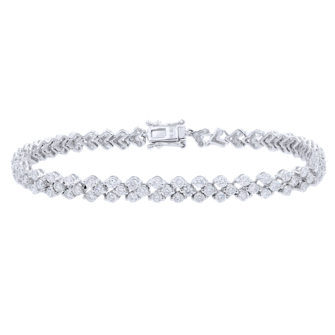 Rachel Koen 18K White Gold Diamond Tennis Bracelet 3.42ct Triangular Motif (1 of 5)