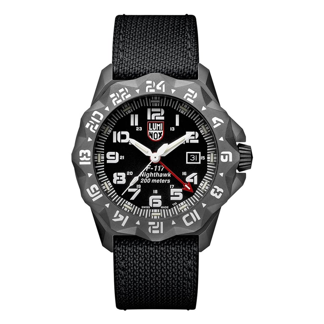 Luminox F-117 Nighthawk GMT Quartz Military Watch 44mm Black Dial: Luminox F-117 Nighthawk GMT Quartz Military Watch 44mm Black Dial Experience the tactical sophistication of the Luminox F-117 Nighthawk Pilot GMT wristwatch, designed for precision and durability. Thi