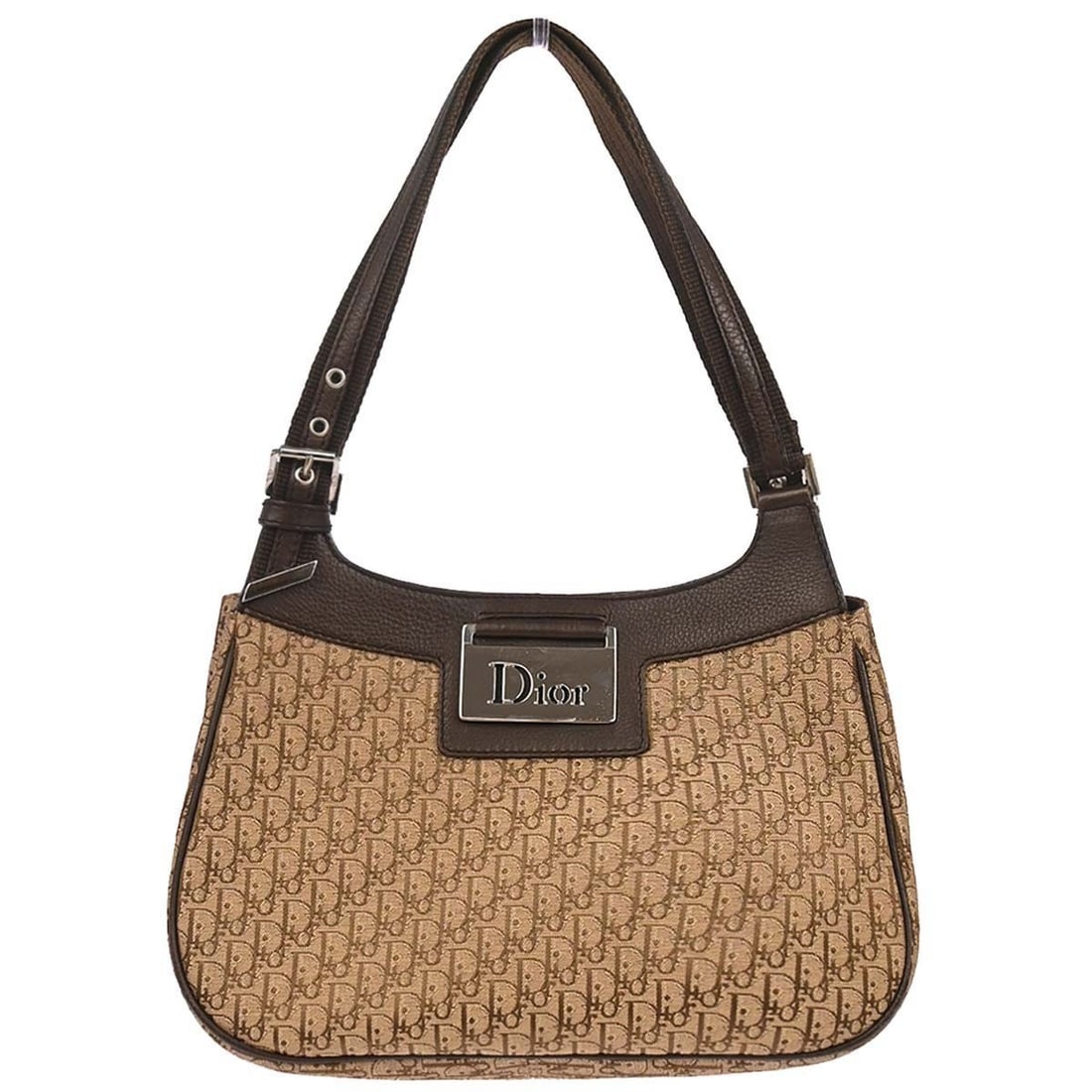 Dior Trotter Street Chic Medium Canvas Leather Hobo Bag Brown Beige 57-BM-0096 (1 of 10)