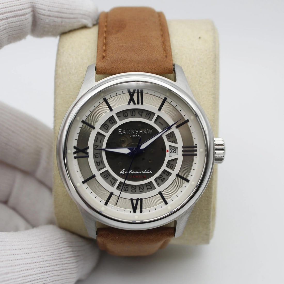 Earnshaw ES-8209 43MM Silver Skeleton Automatic Men's Watch: Earnshaw ES-8209 43MM Silver Skeleton Automatic Men's Watch Discover the Earnshaw 43MM Steel Automatic Men's Watch ES-8209, a luxurious wristwatch that combines elegance with functionality. This timep