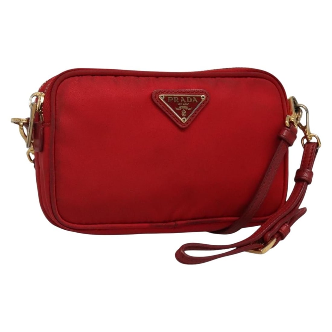 Red Prada Double Zip Shoulder Bag with Dual Compartments (1 of 1)