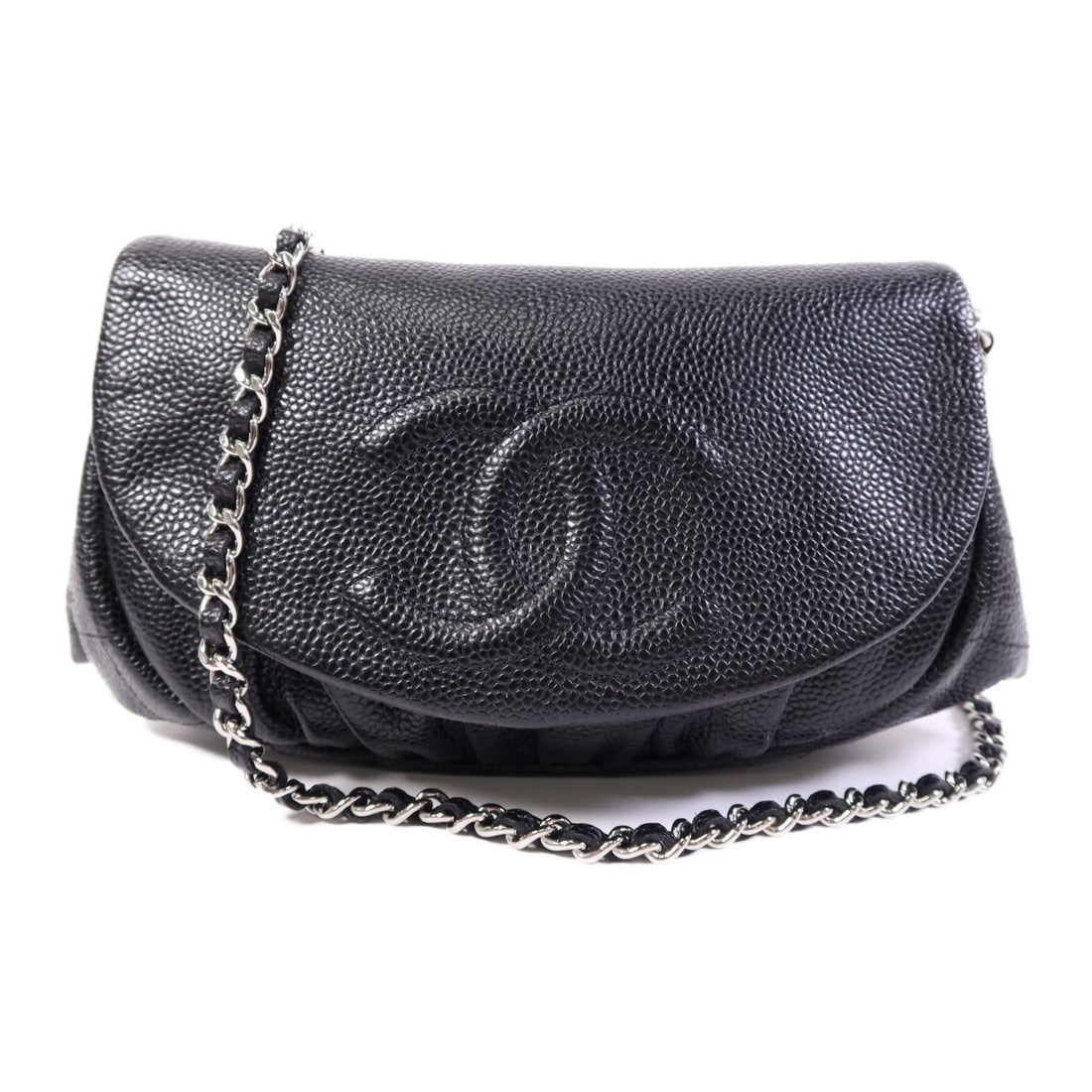 CHANEL Black Calfskin Leather Chain Shoulder Bag SHW (1 of 16)