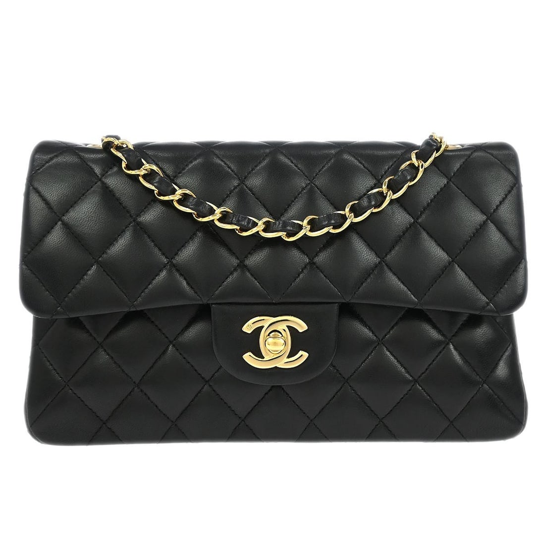 Small Classic Double Flap Shoulder Bag in Black Lambskin by Chanel (1 of 11)