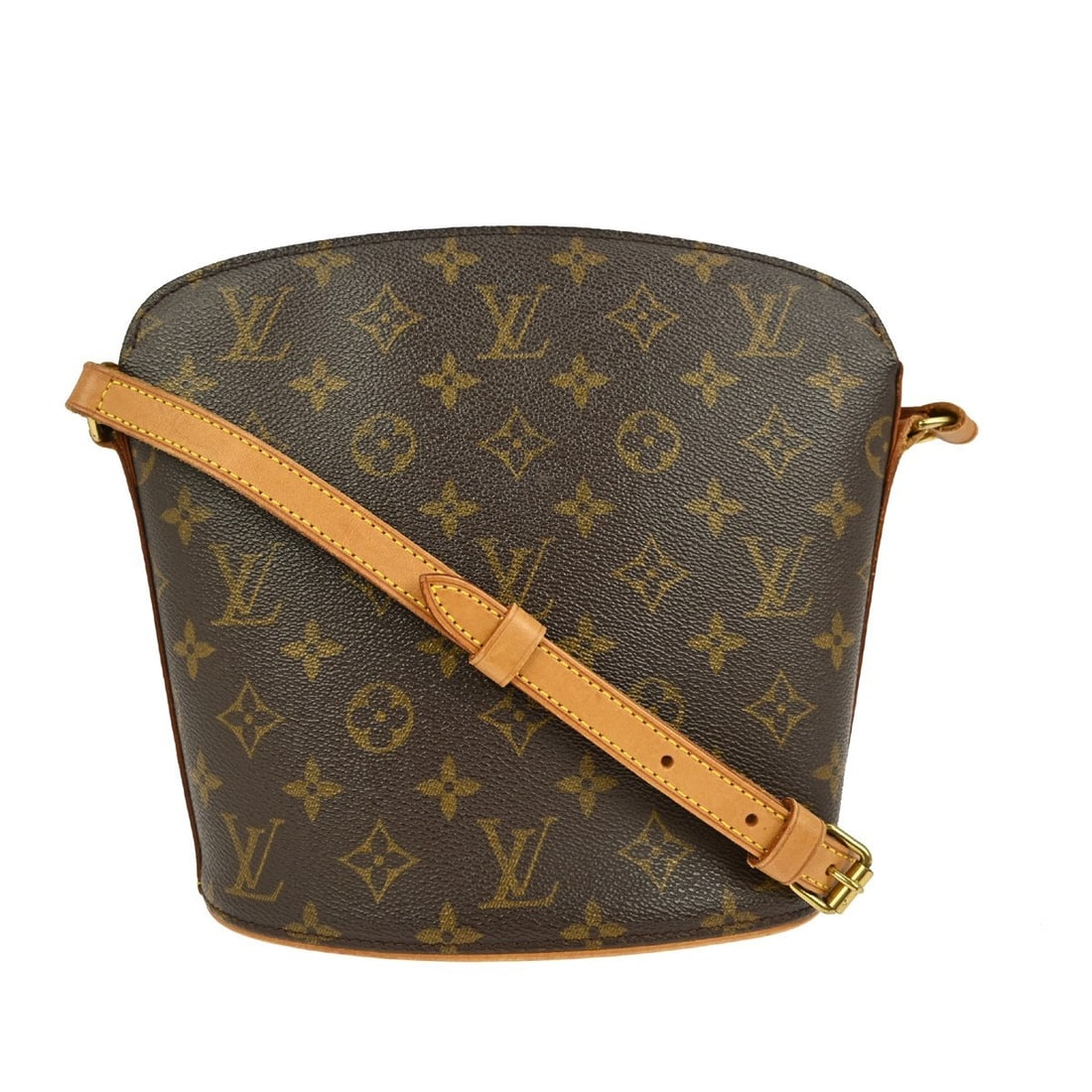 Louis Vuitton Drouot Monogram Crossbody Bag Brown Leather Vintage (1 of 10)