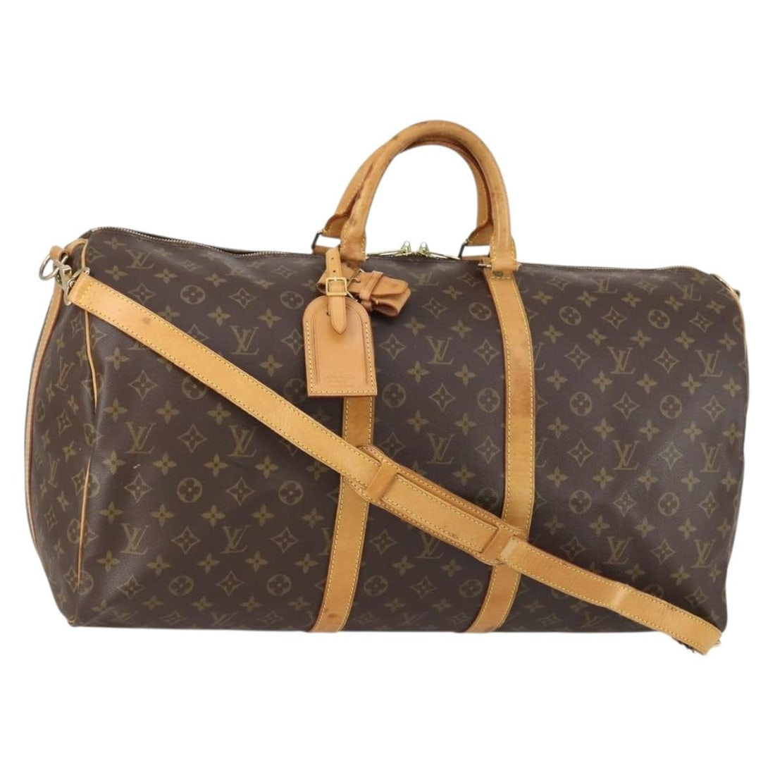 Pre-Owned Monogram Keepall Bandouliere 55 Travel Bag by Louis Vuitton: Pre-Owned Monogram Keepall Bandouliere 55 Travel Bag by Louis Vuitton This pre-owned Louis Vuitton Monogram Keepall Bandouliere 55 Boston Bag features the iconic monogram canvas and is designed as a s