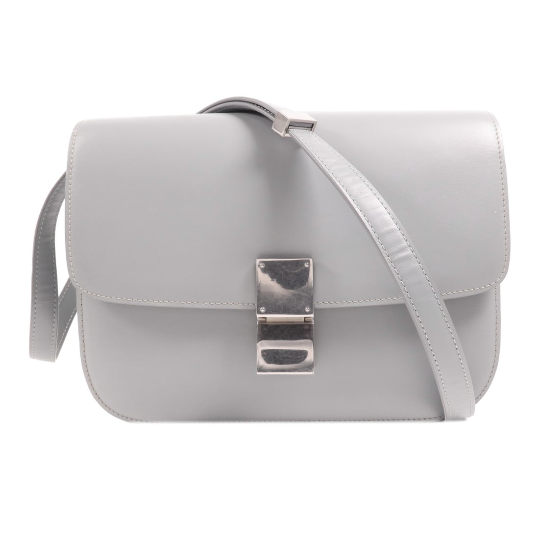 CELINE Classic Box Shoulder Bag Calfskin Leather Gray SHW (1 of 15)