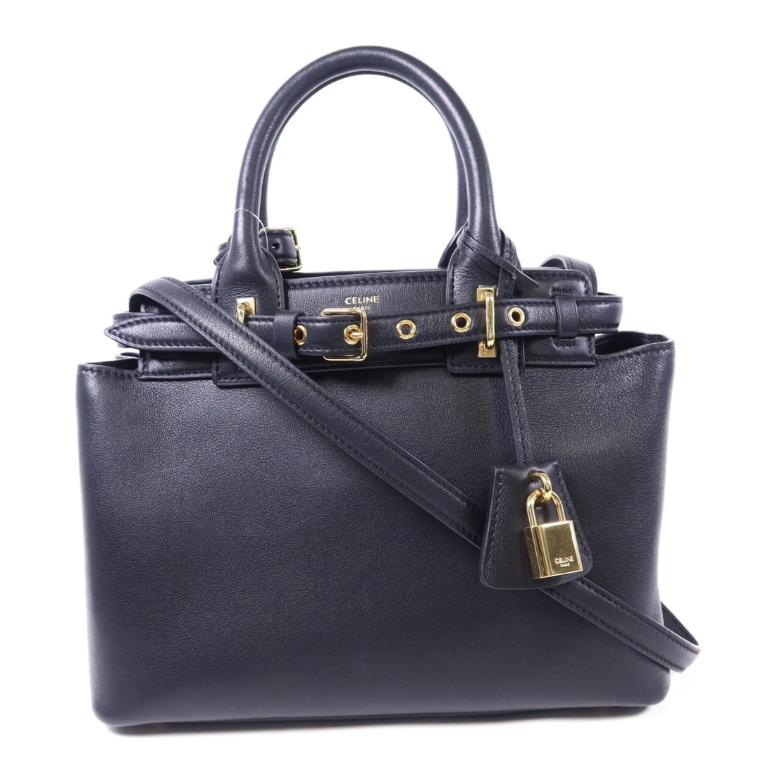 CELINE Teen Celine Conti 2Way Shoulder Bag Black Calfskin 114543EZJ.38NO (1 of 18)