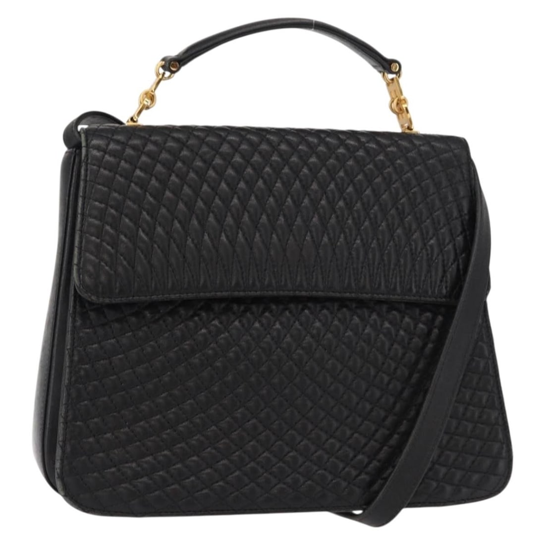 Black Bally Pre-Owned Shoulder Handbag with Top Handle: Black Bally Pre-Owned Shoulder Handbag with Top Handle This pre-owned Bally vintage handbag features a black exterior and is designed for female use. The bag shows signs of wear, including rubbing, sl