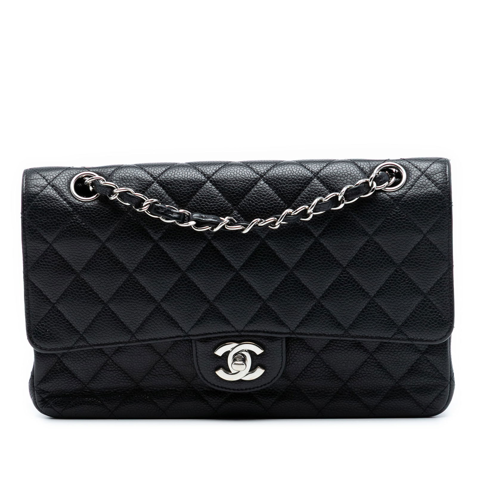 Black Quilted Leather Shoulder Bag by Chanel Medium Classic Double Flap (1 of 7)