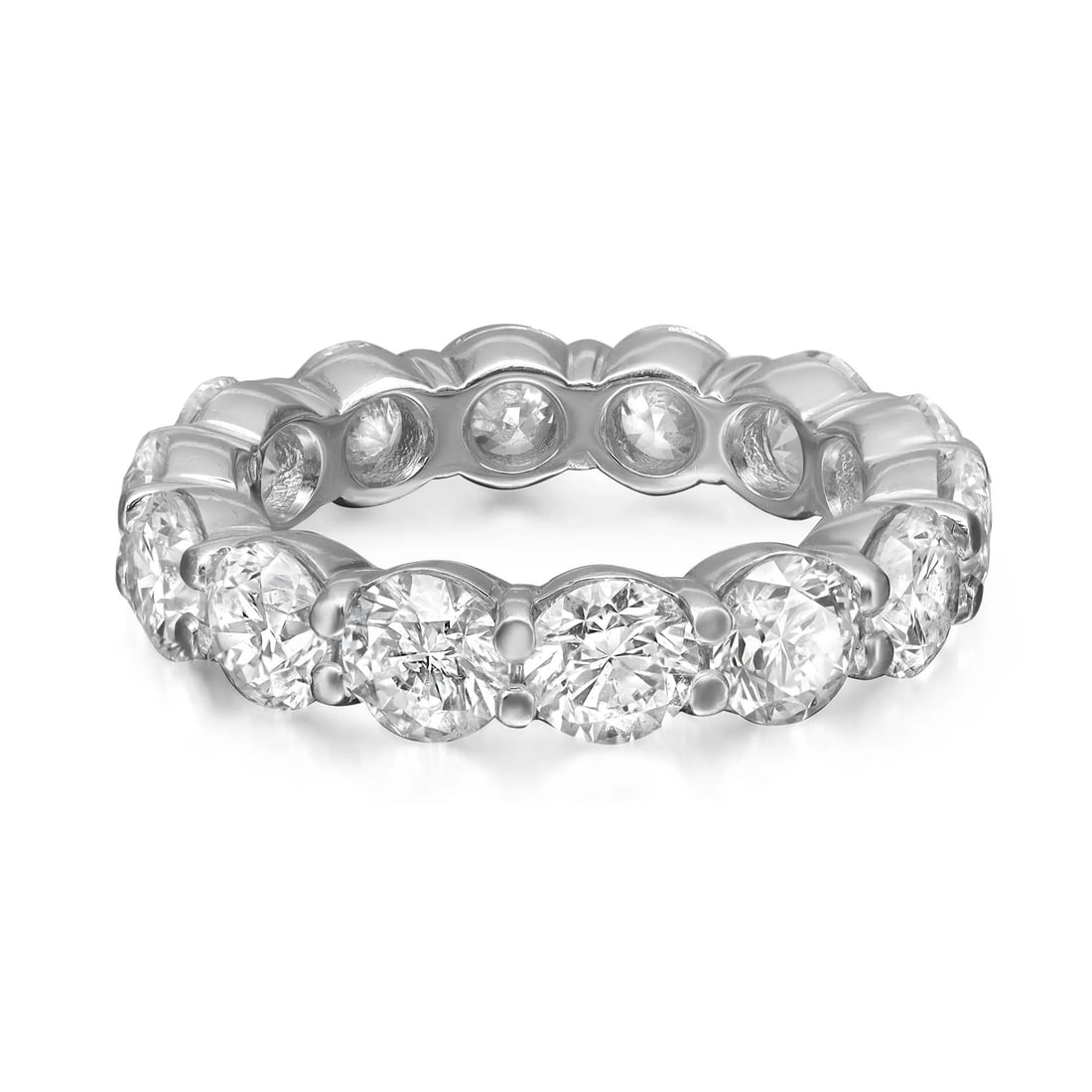 Rachel Koen 14K White Gold Diamond Eternity Band Ring 4.20ct Size 5: Rachel Koen 14K White Gold Diamond Eternity Band Ring 4.20ct Size 5 This exquisite round cut diamond eternity wedding band ring is a stunning addition to your jewelry collection. Crafted in 14K white