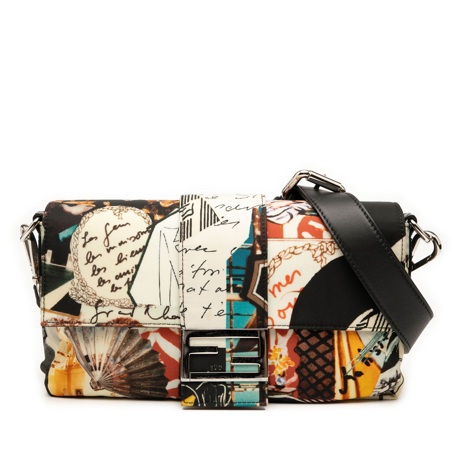 Fendi Karl Kollage Printed Nylon Convertible Baguette Shoulder Satchel Bag (1 of 7)