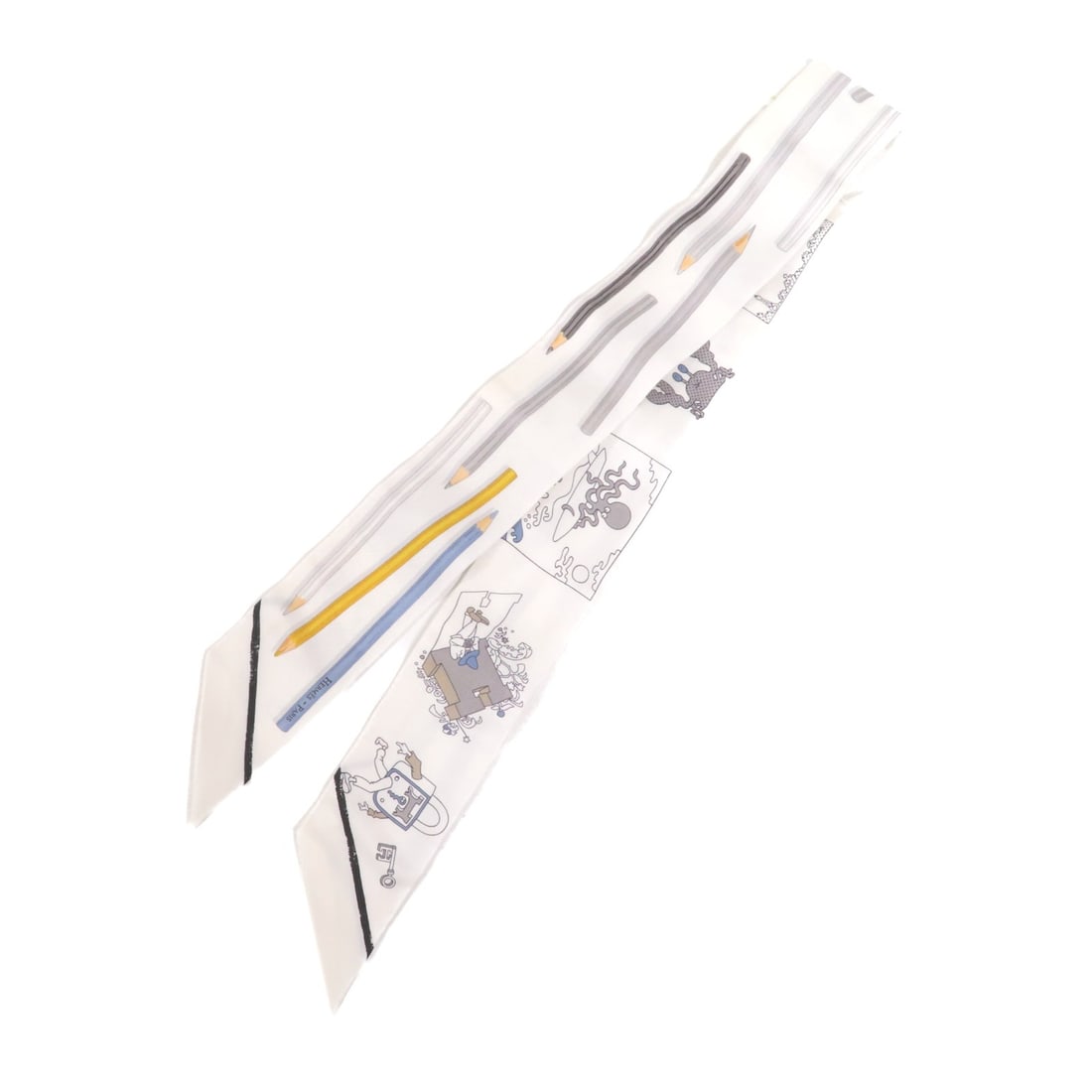 HERMES Silk Twilly Scarf White France: HERMES Silk Twilly Scarf White France Elevate your accessory collection with this exquisite HERMES Twilly Scarf. Crafted from luxurious silk, this elegant scarf features a pristine white color, making