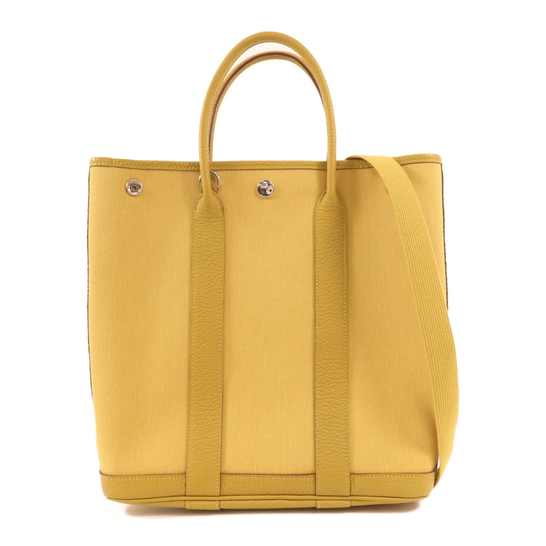 HERMES Garden File PM 2 Way Shoulder Bag Yellow Canvas (1 of 13)