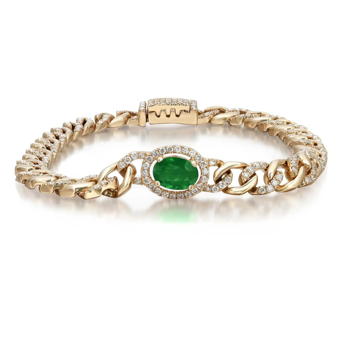 Rachel Koen Emerald Diamond Bracelet 14K Yellow Gold Chain 2.24 ctw (1 of 8)
