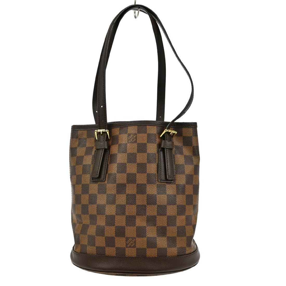 Louis Vuitton Damier Marais Tote Brown Handbag: Louis Vuitton Damier Marais Tote Brown Handbag This pre-owned Louis Vuitton Damier Marais tote handbag features a brown colorway and is designed for female use. The bag shows signs of wear, including