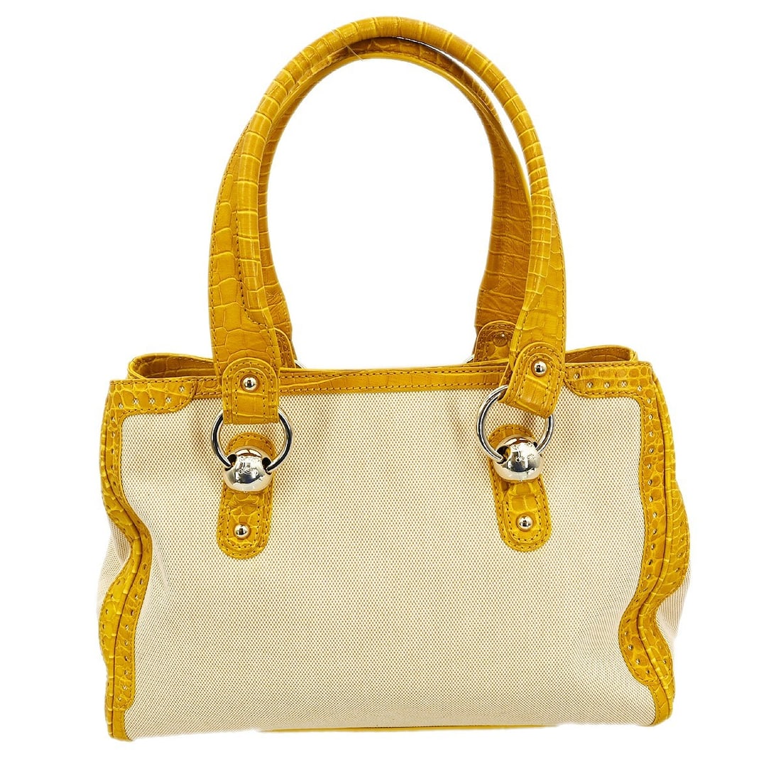 Celine Macadam Ivory Canvas Tote Medium Size Double Handle Handbag: Celine Macadam Ivory Canvas Tote Medium Size Double Handle Handbag This is a CELINE Macadam tote handbag in ivory canvas with a medium-sized silhouette. It features a zippered closure, double handles,