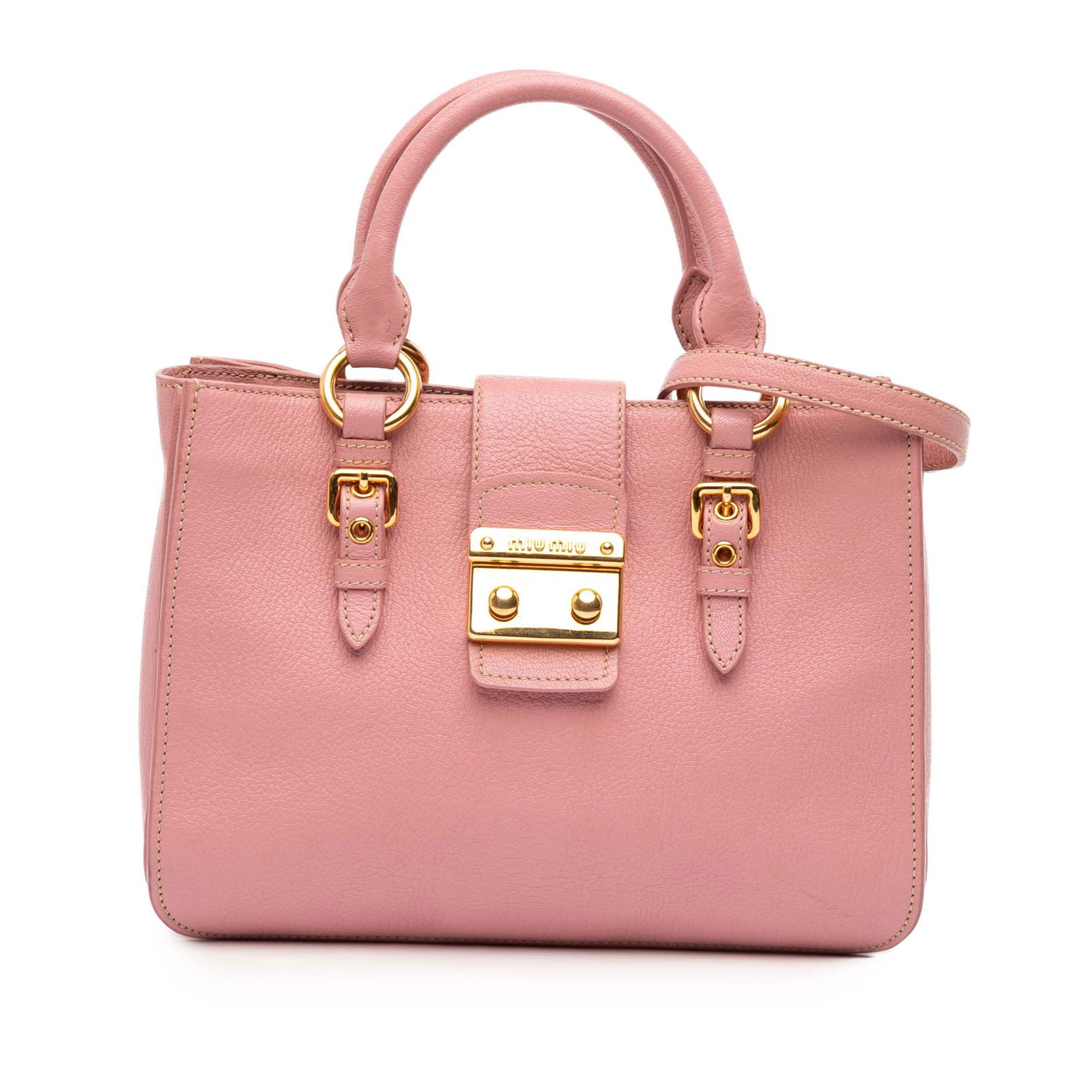 Miu Miu Goatskin Madras Satchel Pink Leather with S-Lock Closure (1 of 11)