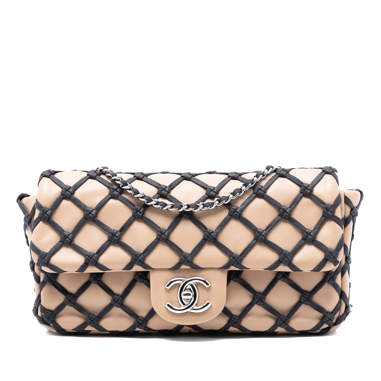 Chanel Canebiers Small Net Flap Shoulder Bag in Calfskin Leather (1 of 8)
