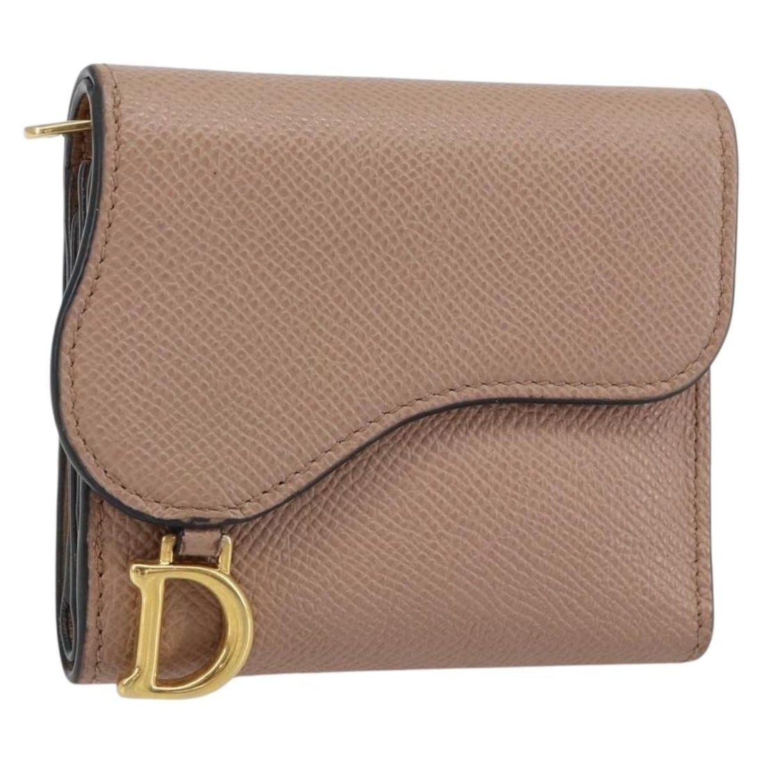 Beige Saddle Lotus Wallet by Christian Dior for Women: Beige Saddle Lotus Wallet by Christian Dior for Women This pre-owned Christian Dior Saddle Lotus wallet in beige is designed for women. It displays signs of use, including surface rubbing, stains, min