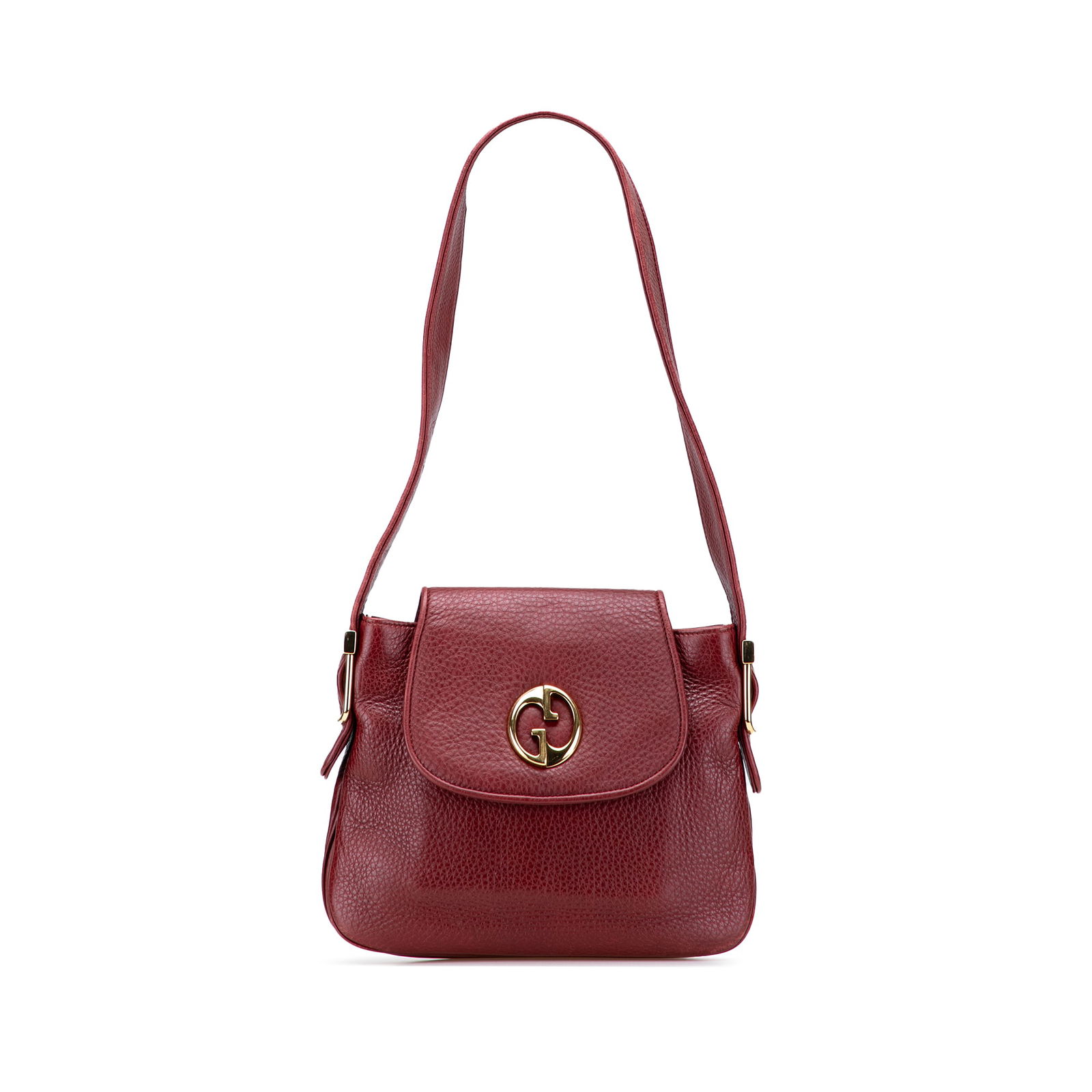 Gucci Red Leather 1973 Shoulder Bag with Magnetic Closure: Gucci Red Leather 1973 Shoulder Bag with Magnetic Closure Elevate your style with the Gucci 1973 Shoulder Bag, a stunning accessory crafted from high-quality leather. This eye-catching bag features a