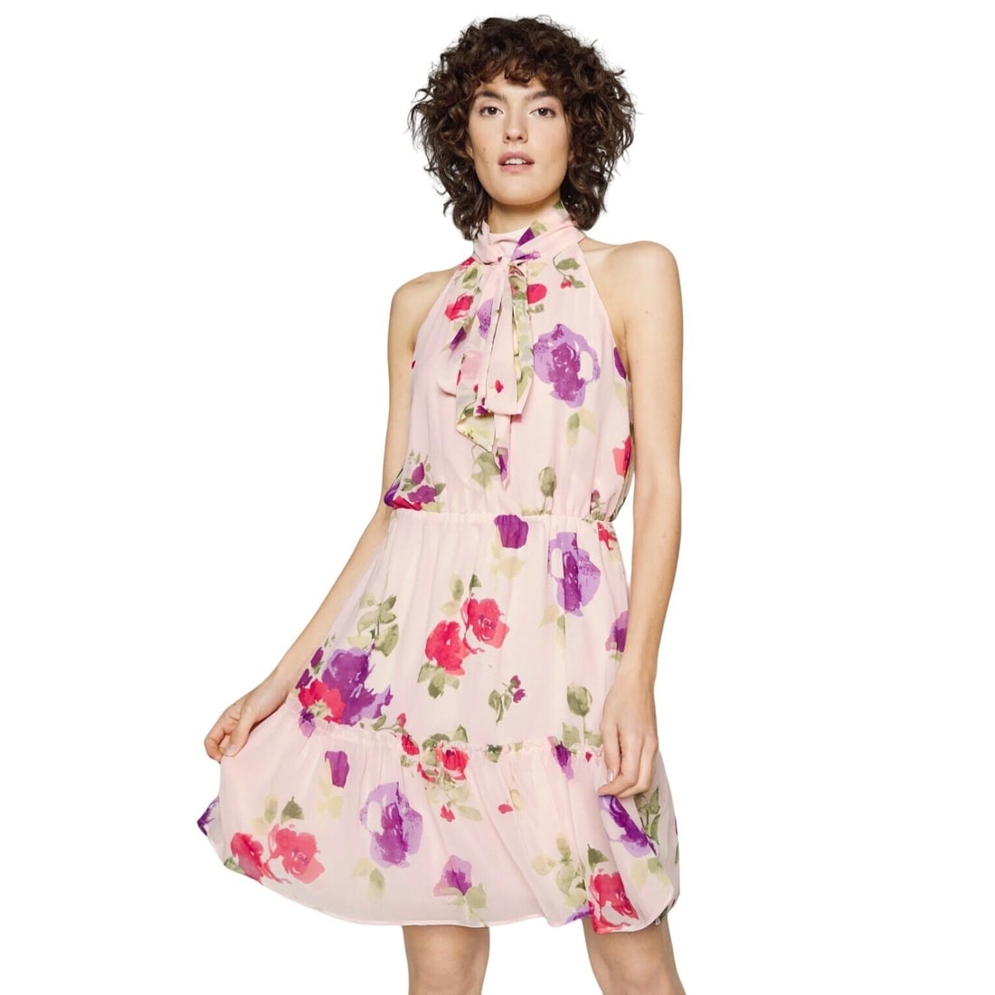 Lauren Ralph Lauren Floral Chiffon Dress Size 8 Pink Sage Fit & Flare (1 of 4)